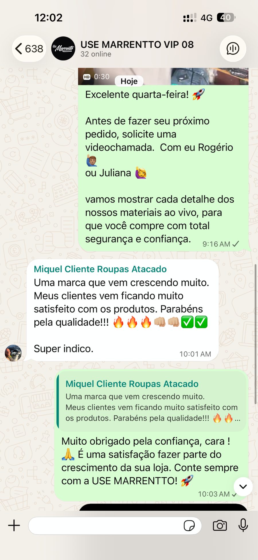 Depoimento de Miquel, cliente lojista USE MARRENTTO